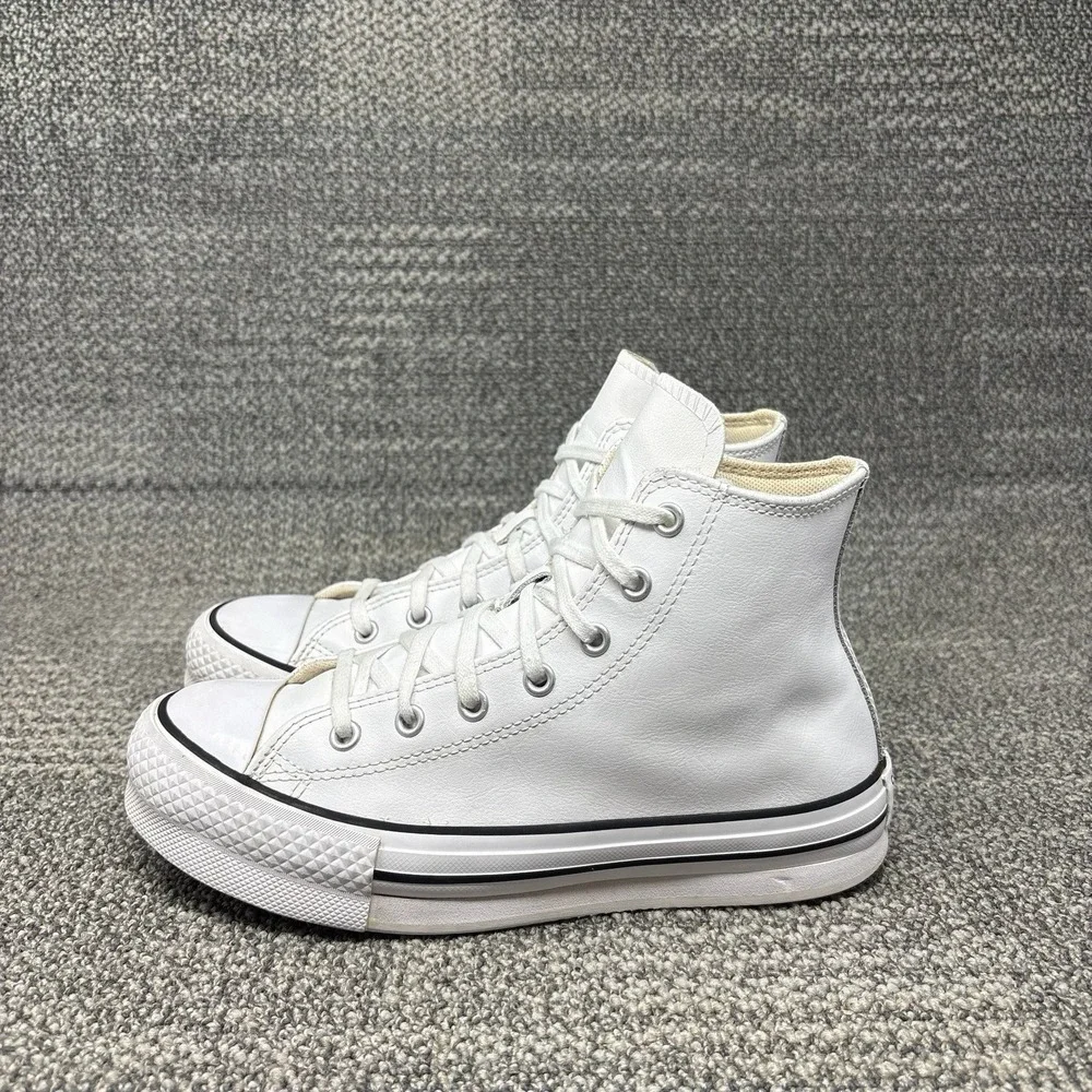 Converse Chuck Taylor All Star Lift Platform High Top Leather Kids Size 4 White